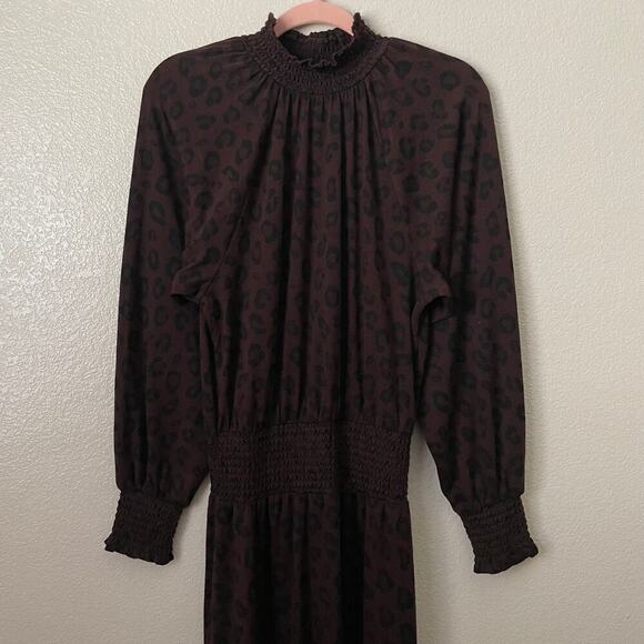 Ann Taylor Dress Womens Small Brown Maxi Leopard Animal Print Knit Boho Neutral - Picture 4 of 14